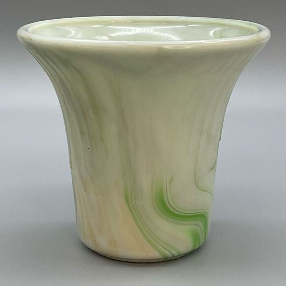 1940s Akro Agate Slag Glass Vase Pot Art Deco - Picture 7 of 16